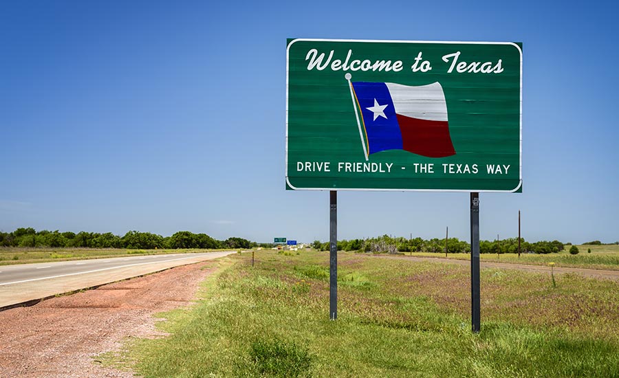 Welcome to Texas road sign