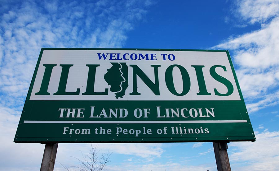Welcome to Illinois road sign