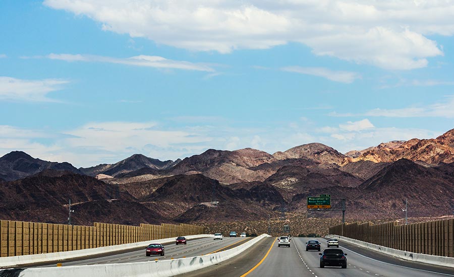 Cars on US scenic route 93, near Las Vegas, Nevada